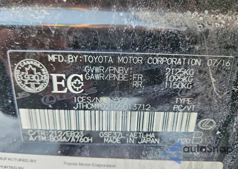 2016 Lexus Is 300 from USA, damaged, VIN JTHCM1D21G5013712